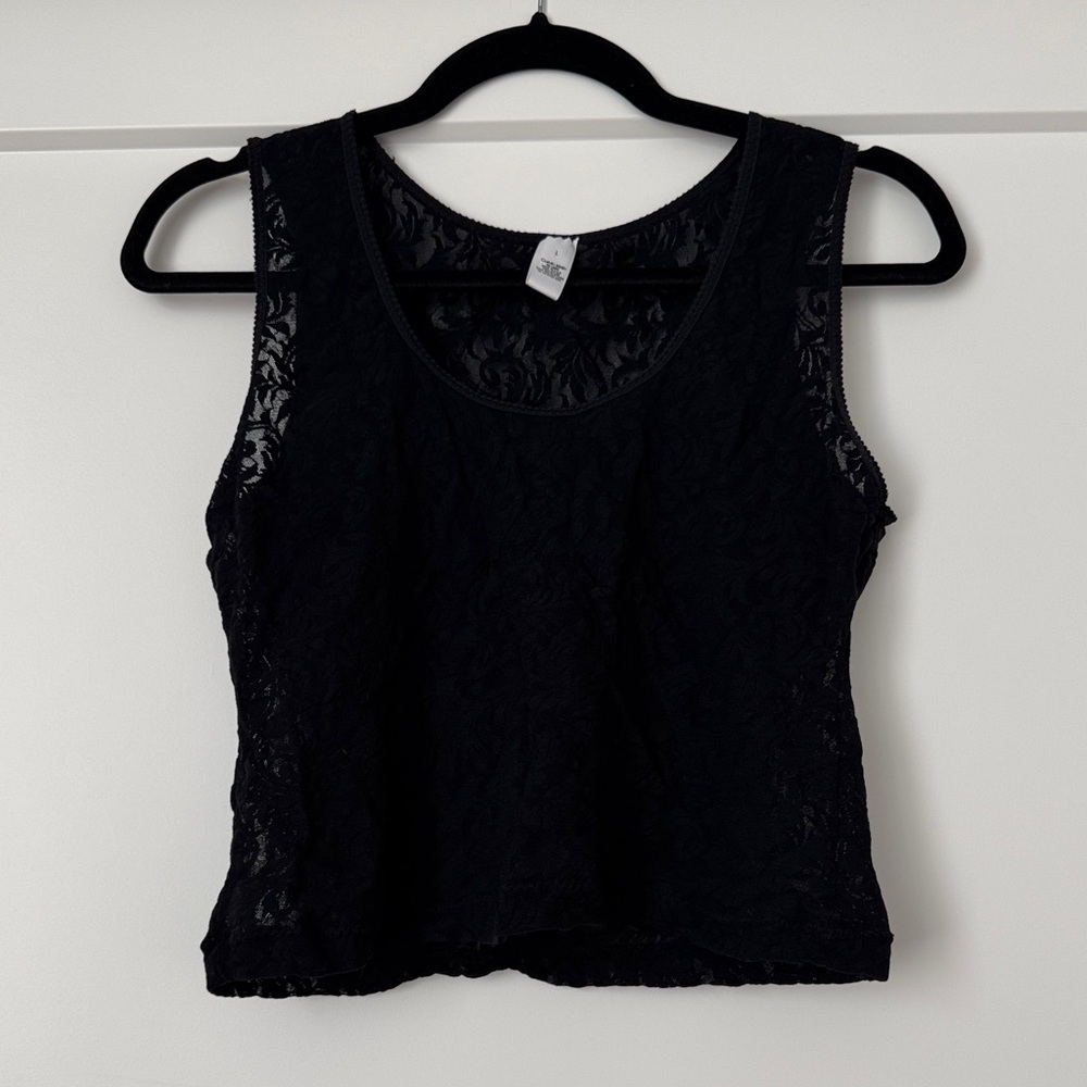 Calvin Klein 90s Sheer Black Lace Tank Top